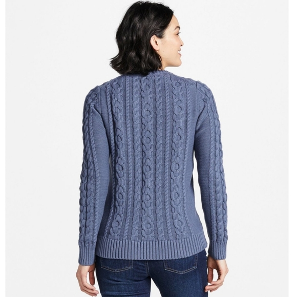 L.L.Bean Double L® Mixed-Cable Sweater Size XS, Navy blue - Picture 6 of 6